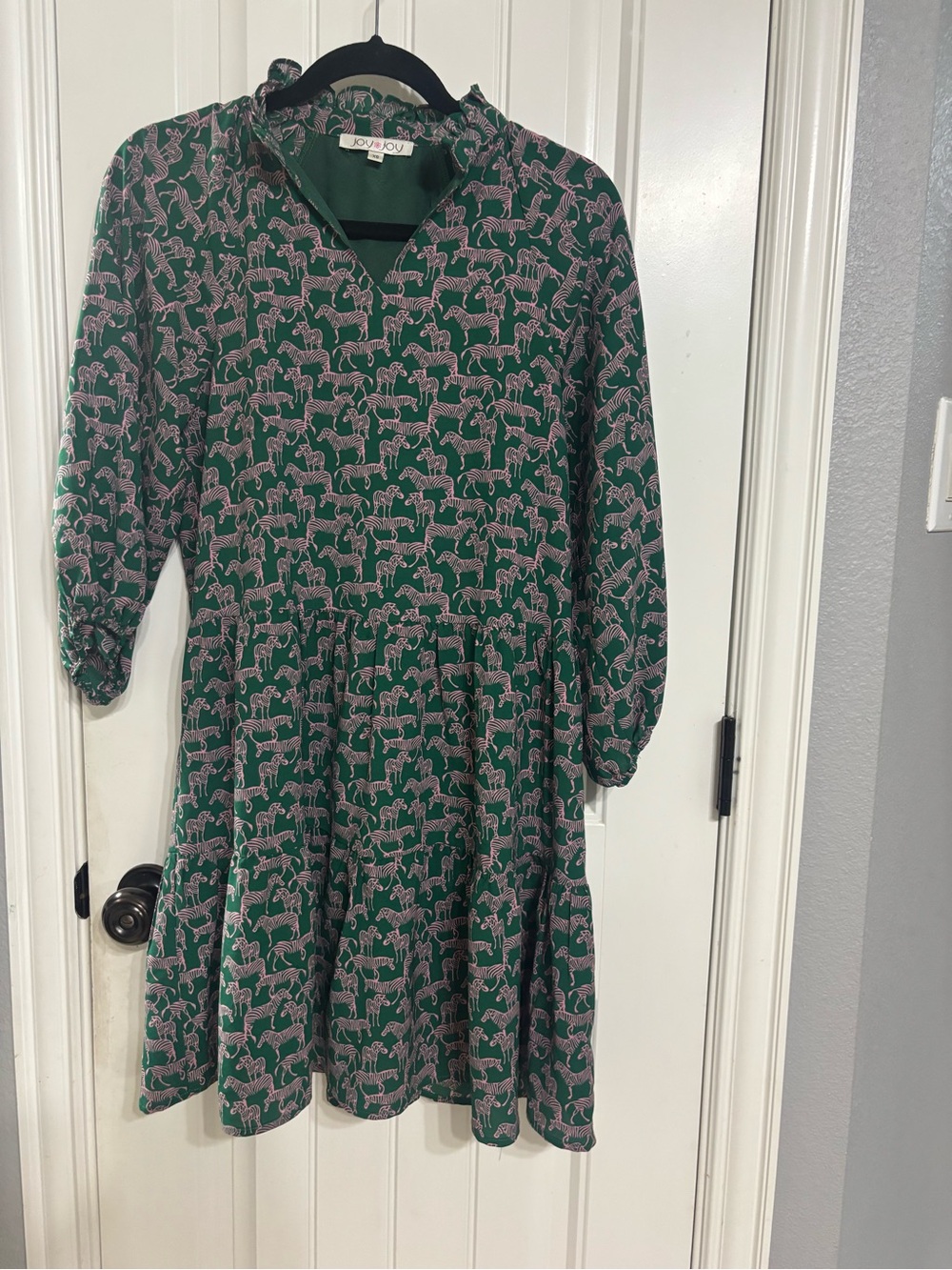 Joy Joy Green Dress with Pink Animal Print